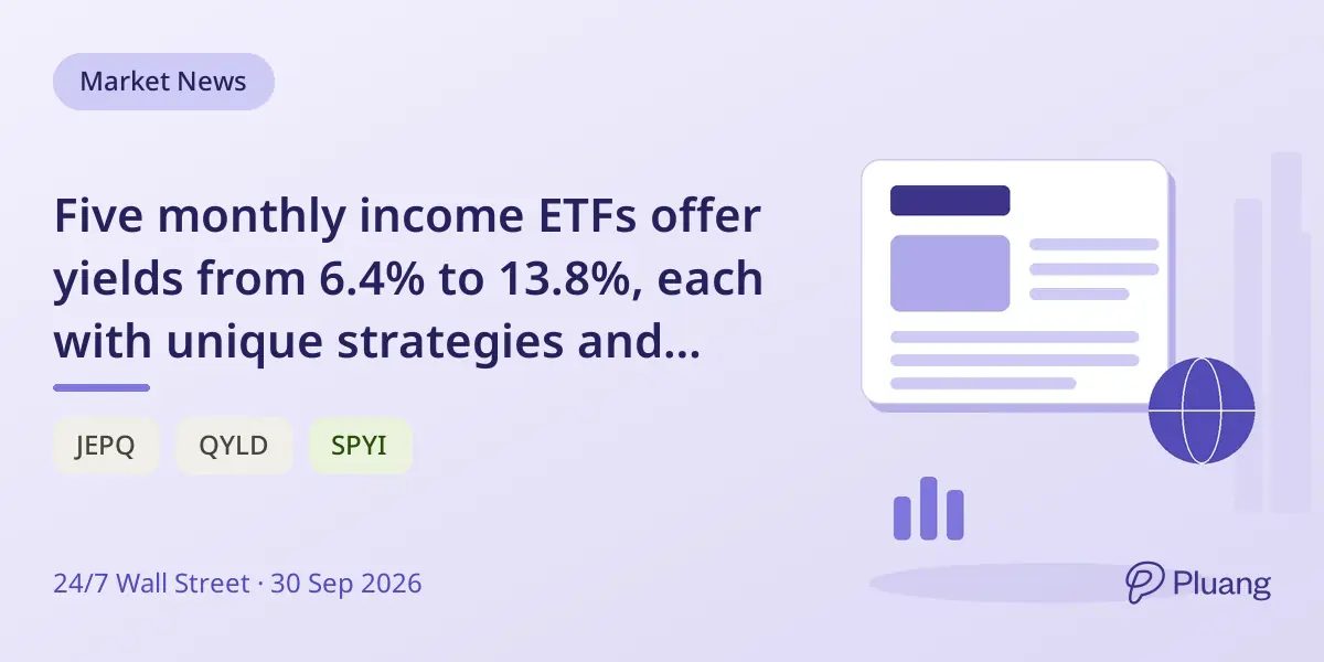 Five monthly income ETFs offer yields from 6.4% to 13.8%, each with unique strategies and risks.