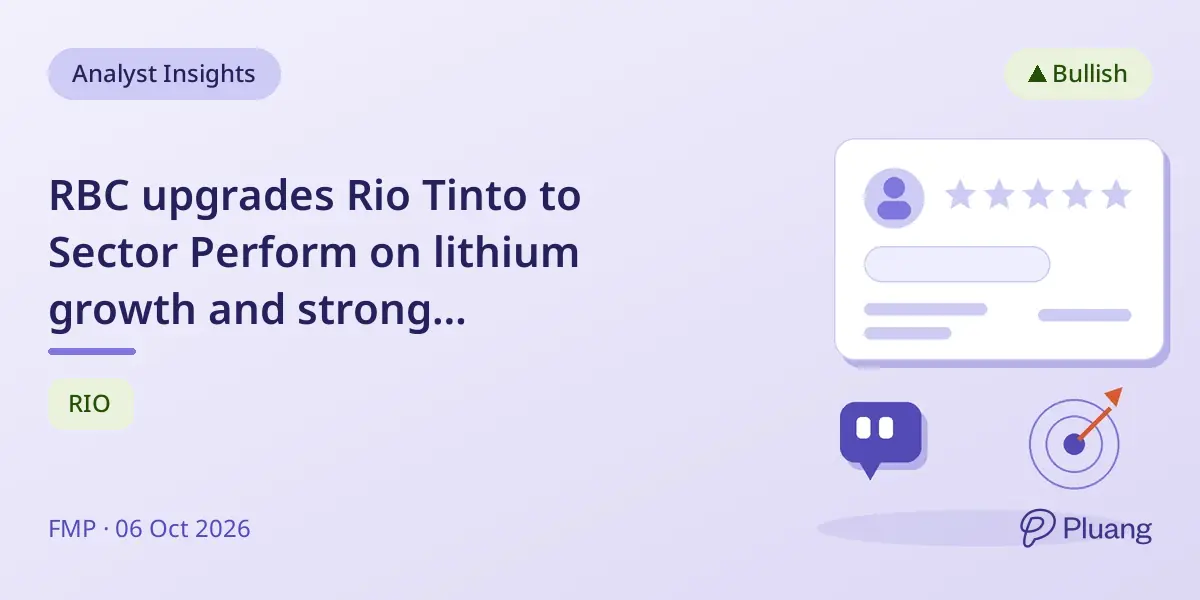 RBC upgrades Rio Tinto to Sector Perform on lithium growth and strong fundamentals