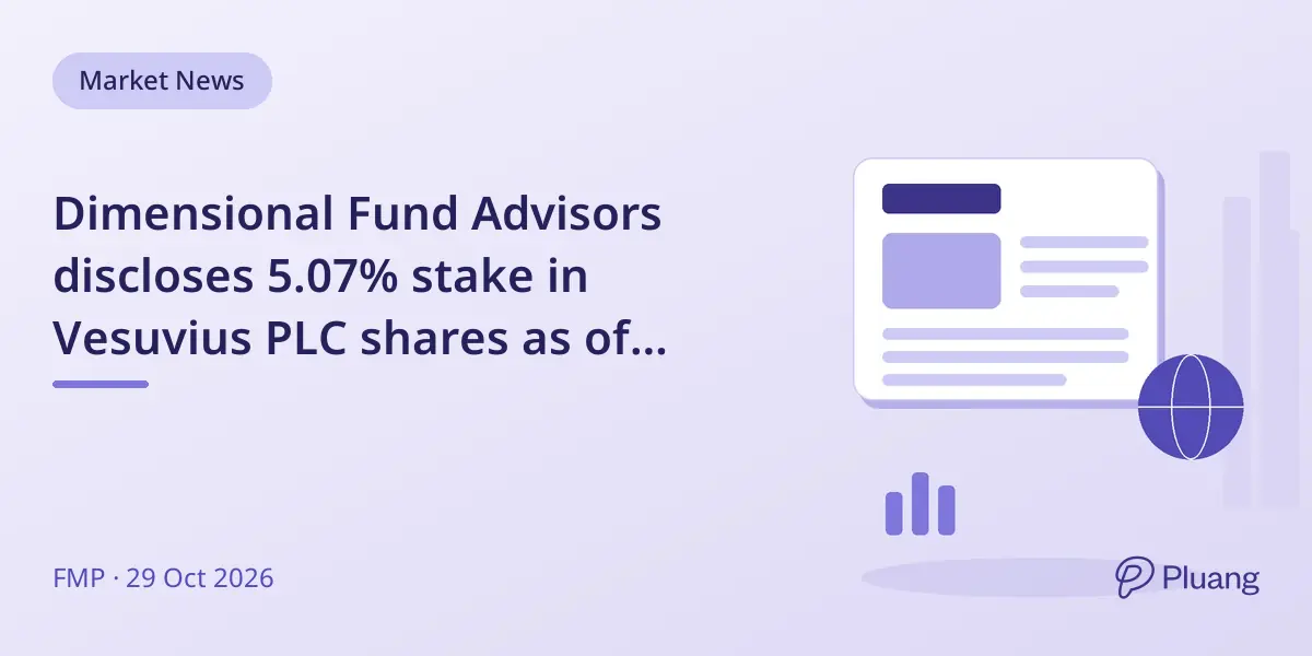 Dimensional Fund Advisors discloses 5.07% stake in Vesuvius PLC shares as of October 28, 2026.