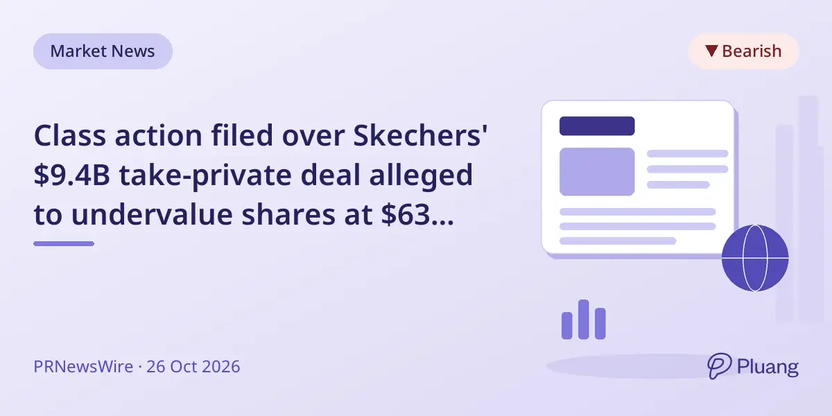 Class action filed over Skechers' $9.4B take-private deal alleged to undervalue shares at $63 each