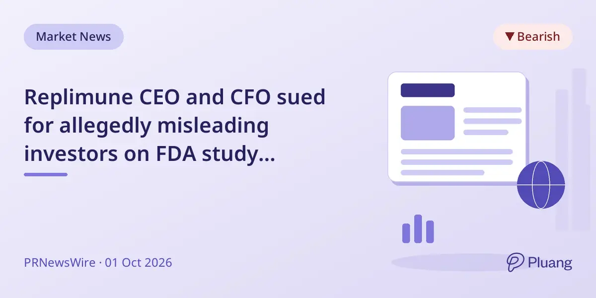 Replimune CEO and CFO sued for allegedly misleading investors on FDA study concerns, causing stock to plunge.