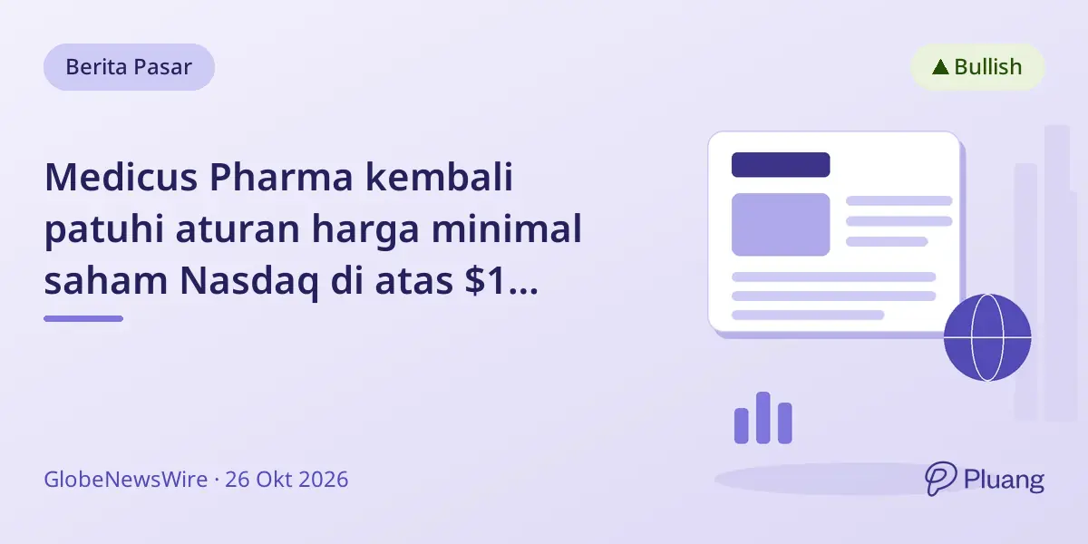 Medicus Pharma kembali patuhi aturan harga minimal saham Nasdaq di atas $1 selama 10 hari