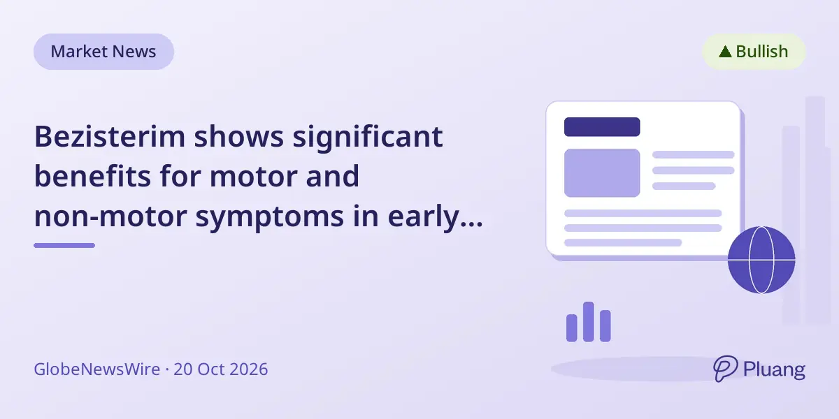 Bezisterim shows significant benefits for motor and non-motor symptoms in early Parkinson’s patients with inflammation.
