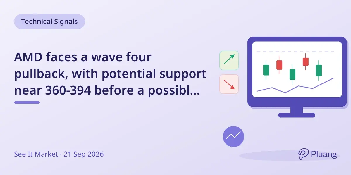 AMD faces a wave four pullback, with potential support near 360-394 before a possible wave five rise.