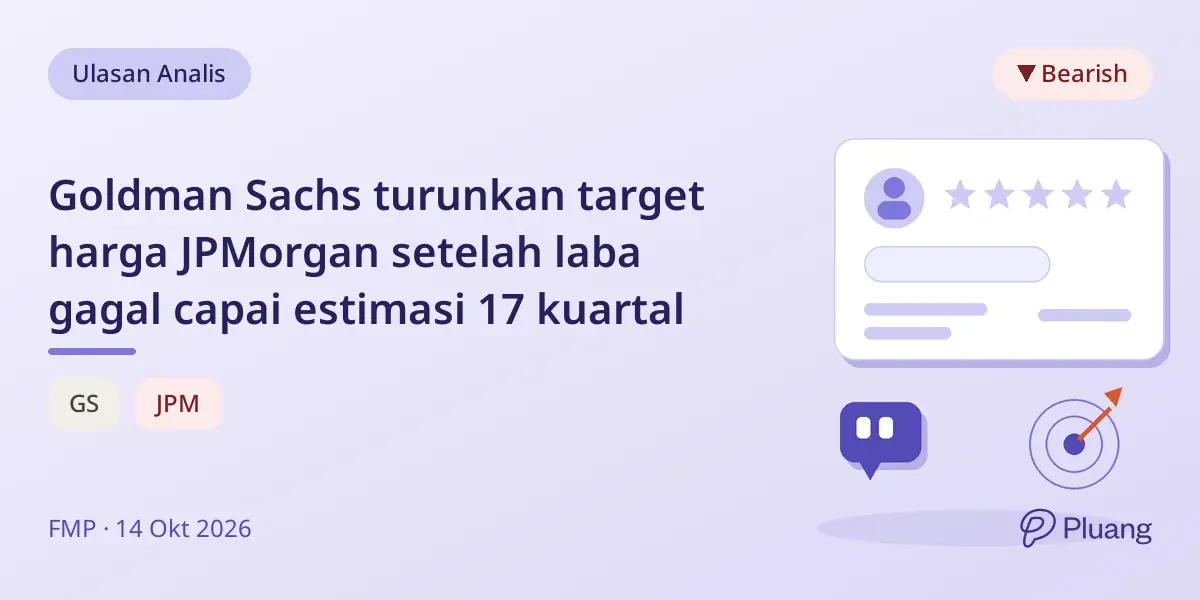 Goldman Sachs turunkan target harga JPMorgan setelah laba gagal capai estimasi 17 kuartal