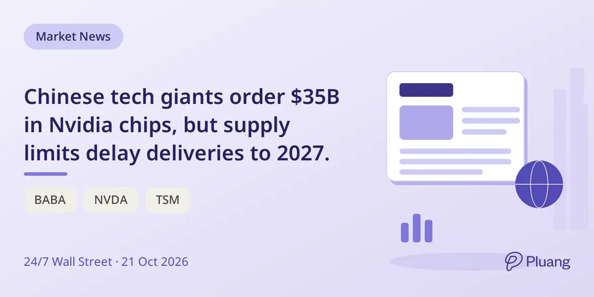Chinese tech giants order $35B in Nvidia chips, but supply limits delay deliveries to 2027.