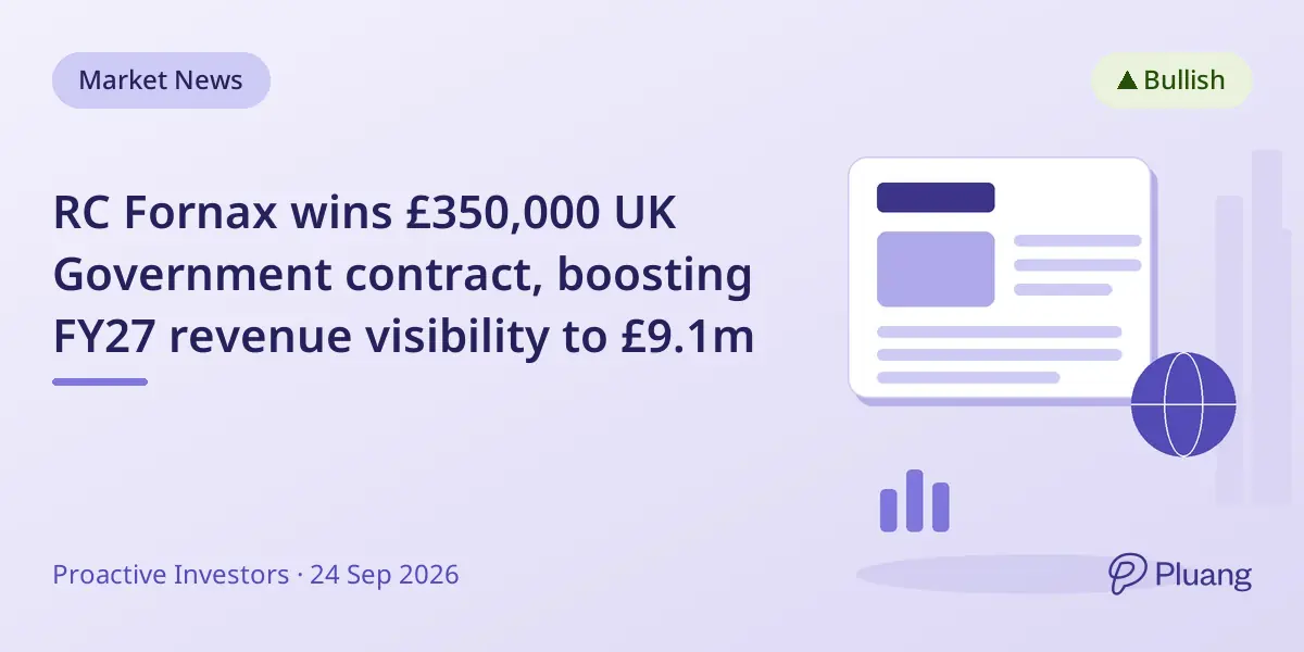RC Fornax wins £350,000 UK Government contract, boosting FY27 revenue visibility to £9.1m