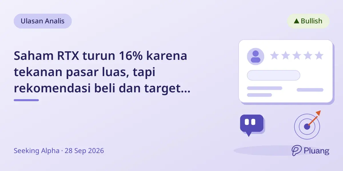 Saham RTX turun 16% karena tekanan pasar luas, tapi rekomendasi beli dan target harga $244 tetap.