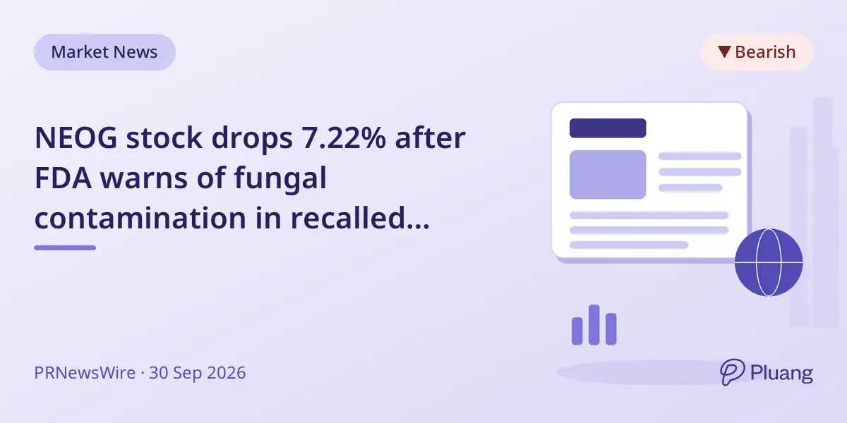 NEOG stock drops 7.22% after FDA warns of fungal contamination in recalled HYCOAT product