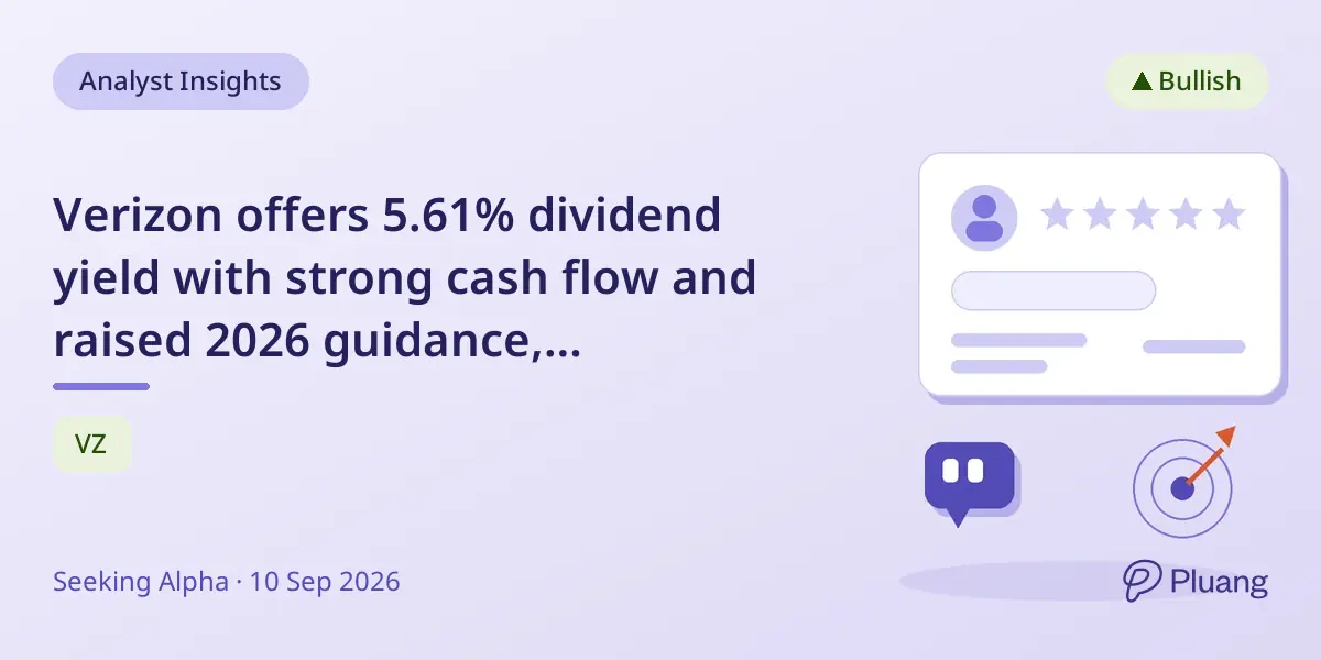 Verizon offers 5.61% dividend yield with strong cash flow and raised 2026 guidance, appealing as income investment.