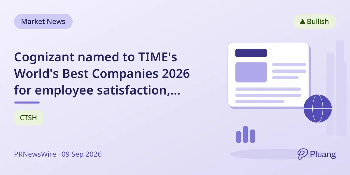 Cognizant named to TIME's World's Best Companies 2026 for employee satisfaction, growth, and sustainability.