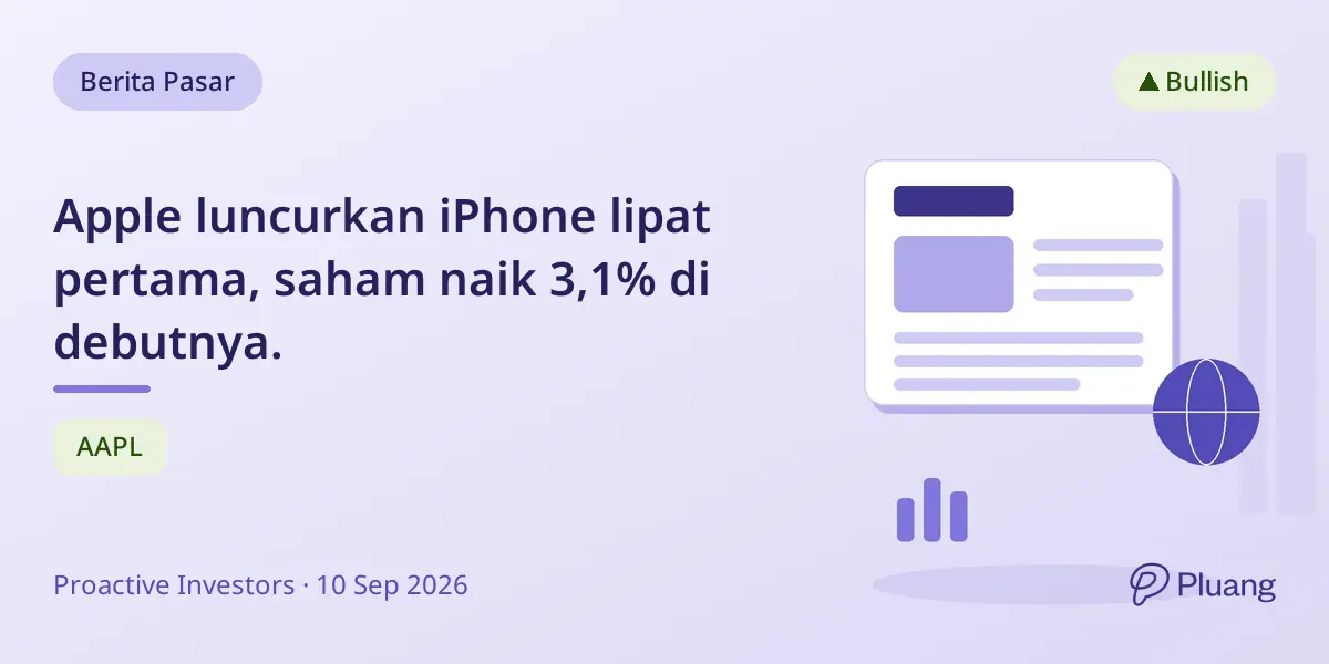 Apple luncurkan iPhone lipat pertama, saham naik 3,1% di debutnya.