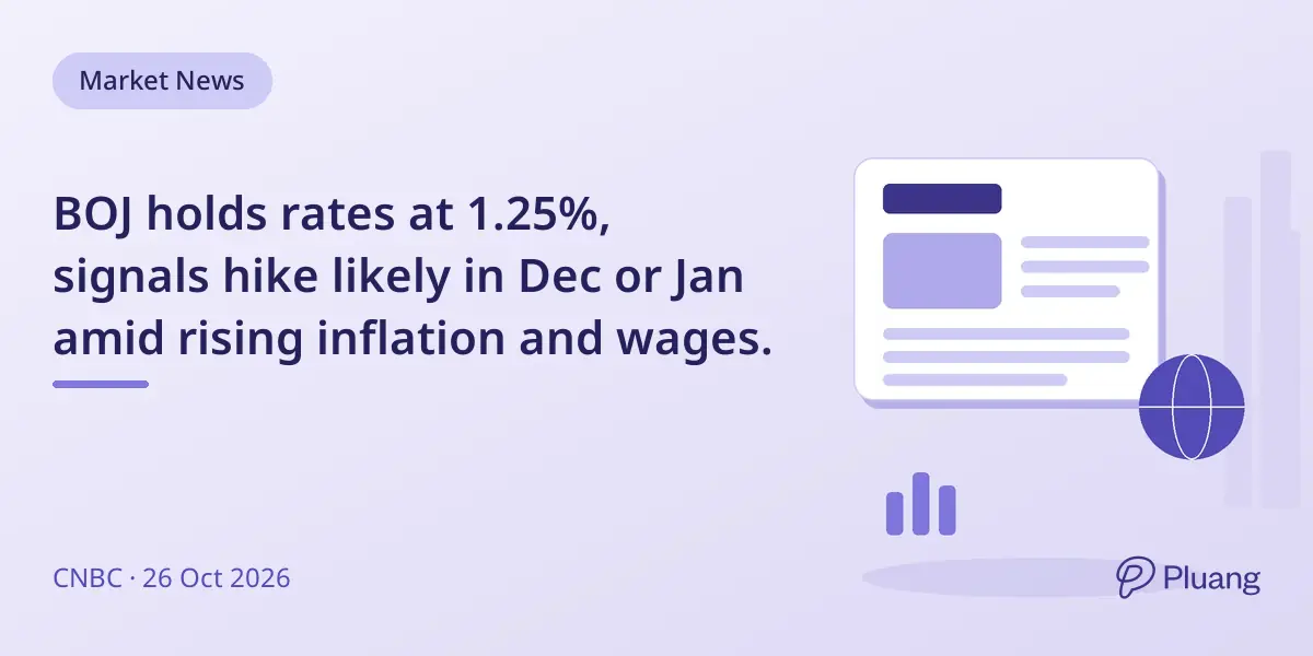BOJ holds rates at 1.25%, signals hike likely in Dec or Jan amid rising inflation and wages.