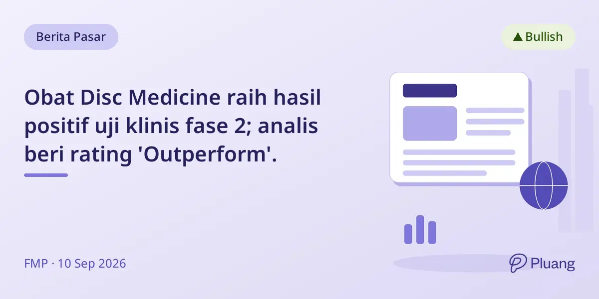 Obat Disc Medicine raih hasil positif uji klinis fase 2; analis beri rating 'Outperform'.