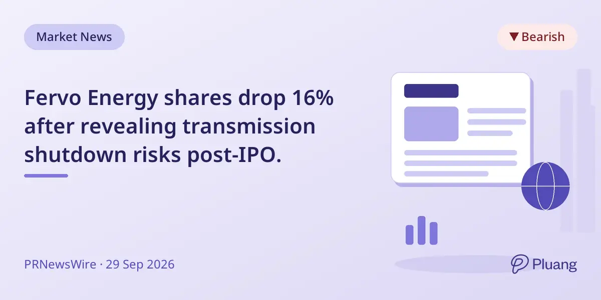 Fervo Energy shares drop 16% after revealing transmission shutdown risks post-IPO.