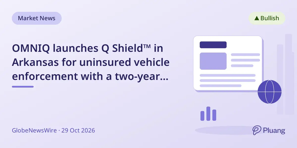OMNIQ launches Q Shield™ in Arkansas for uninsured vehicle enforcement with a two-year contract.