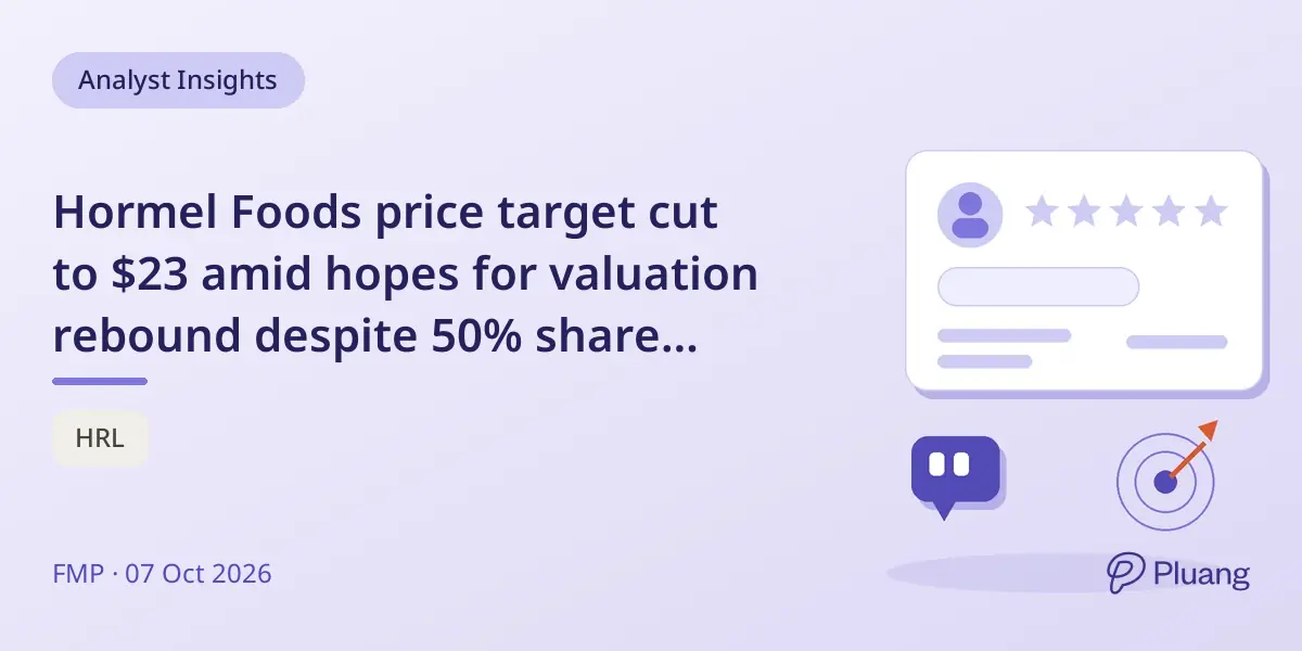 Hormel Foods price target cut to $23 amid hopes for valuation rebound despite 50% share drop.