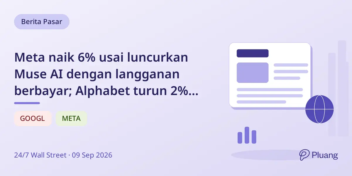 Meta naik 6% usai luncurkan Muse AI dengan langganan berbayar; Alphabet turun 2% karena persaingan.