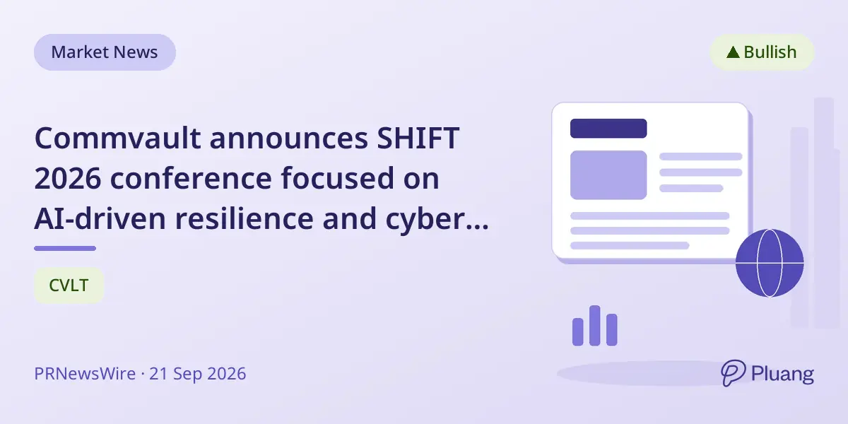 Commvault announces SHIFT 2026 conference focused on AI-driven resilience and cyber recovery innovations.