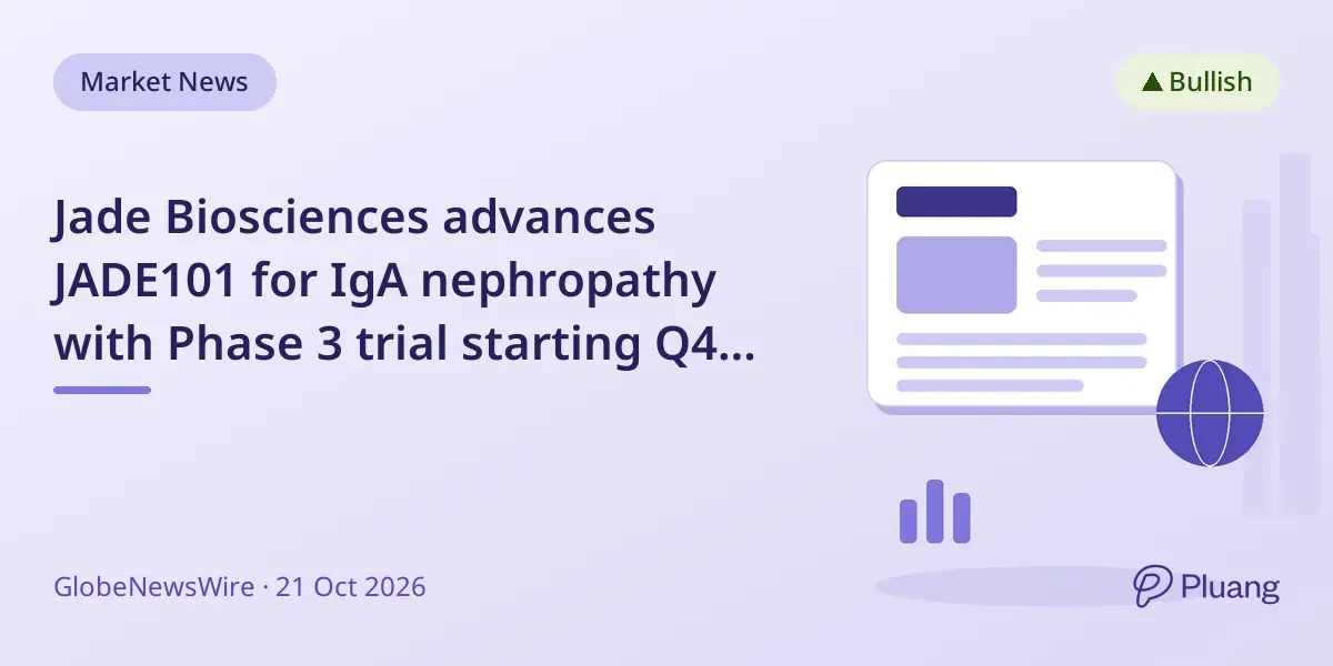 Jade Biosciences advances JADE101 for IgA nephropathy with Phase 3 trial starting Q4 2026