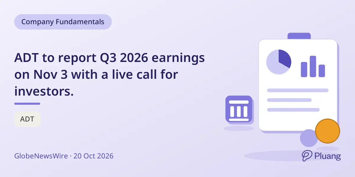 ADT to report Q3 2026 earnings on Nov 3 with a live call for investors.