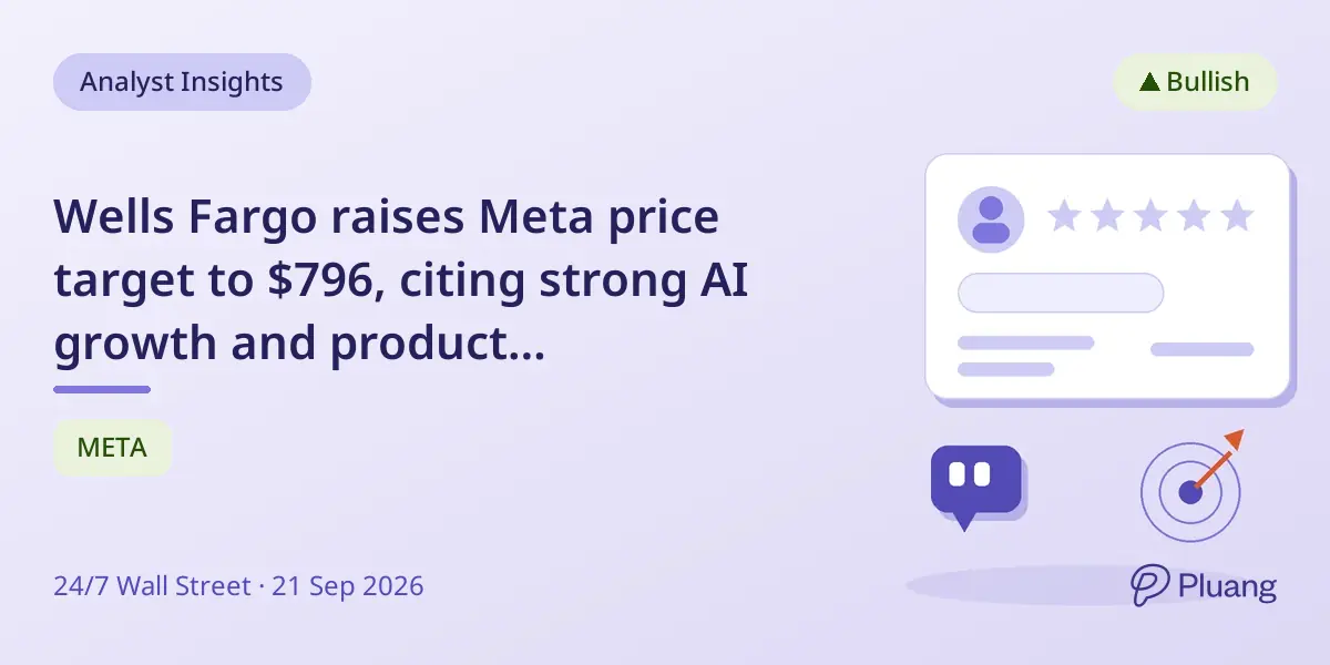 Wells Fargo raises Meta price target to $796, citing strong AI growth and product momentum.