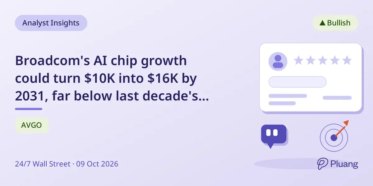 Broadcom's AI chip growth could turn $10K into $16K by 2031, far below last decade's gains.