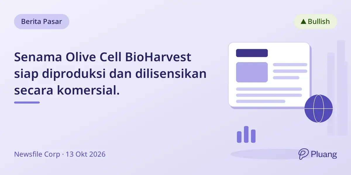 Senama Olive Cell BioHarvest siap diproduksi dan dilisensikan secara komersial.