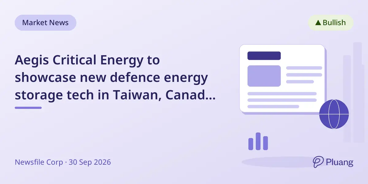 Aegis Critical Energy to showcase new defence energy storage tech in Taiwan, Canada, and Ontario.
