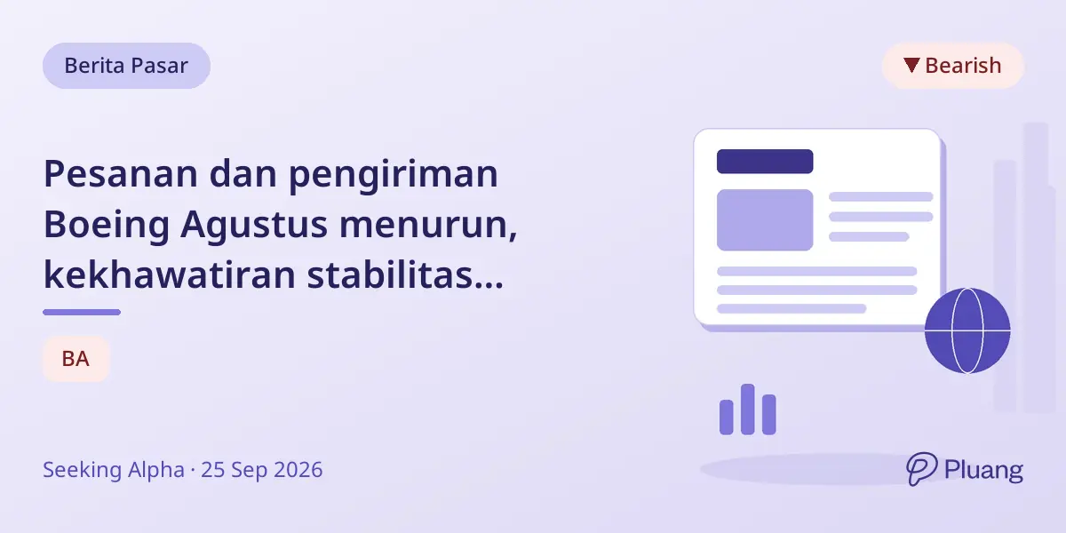 Pesanan dan pengiriman Boeing Agustus menurun, kekhawatiran stabilitas produksi meningkat.