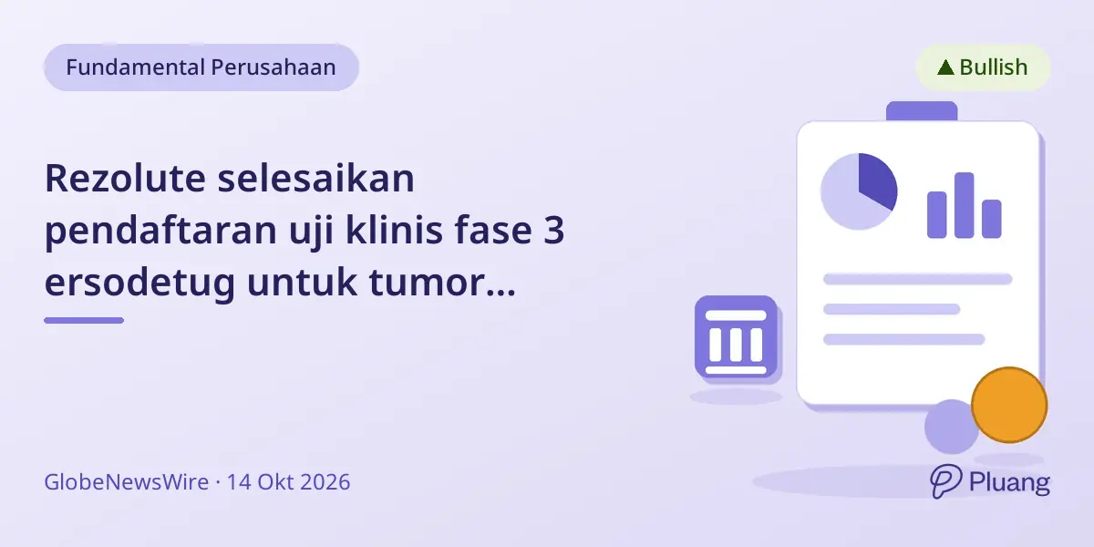 Rezolute selesaikan pendaftaran uji klinis fase 3 ersodetug untuk tumor hiperinsulinisme, hasil Des 2026