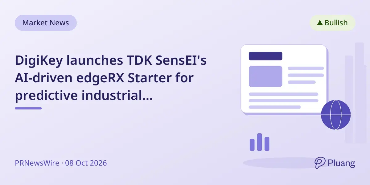 DigiKey launches TDK SensEI's AI-driven edgeRX Starter for predictive industrial maintenance