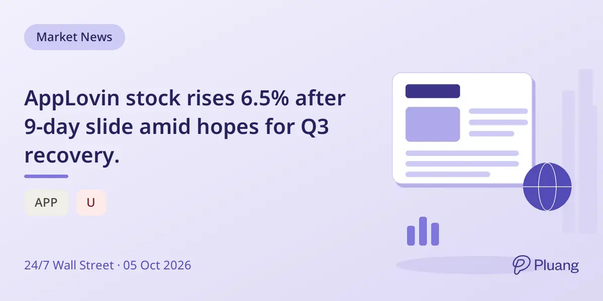 AppLovin stock rises 6.5% after 9-day slide amid hopes for Q3 recovery.