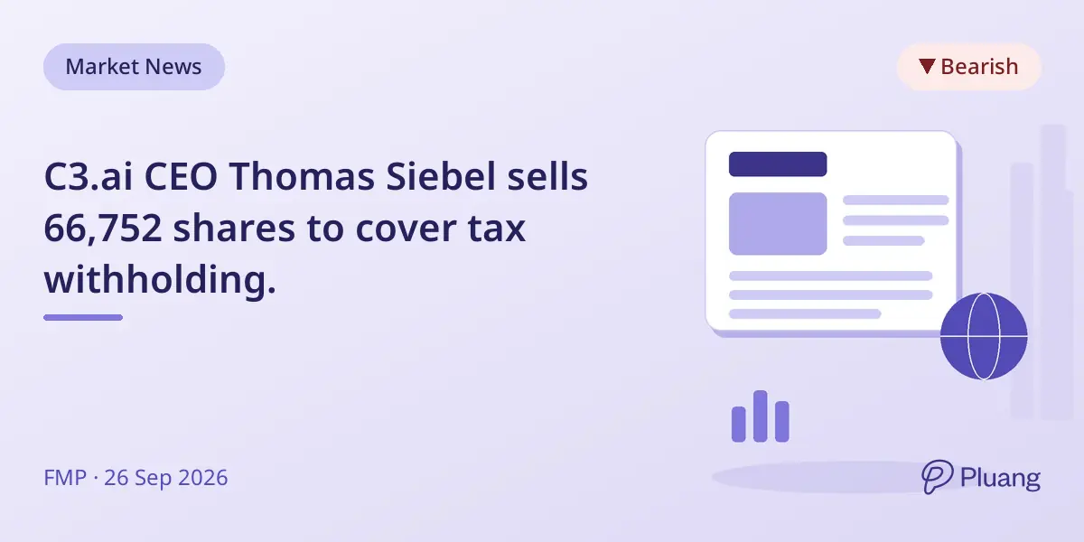 C3.ai CEO Thomas Siebel sells 66,752 shares to cover tax withholding.