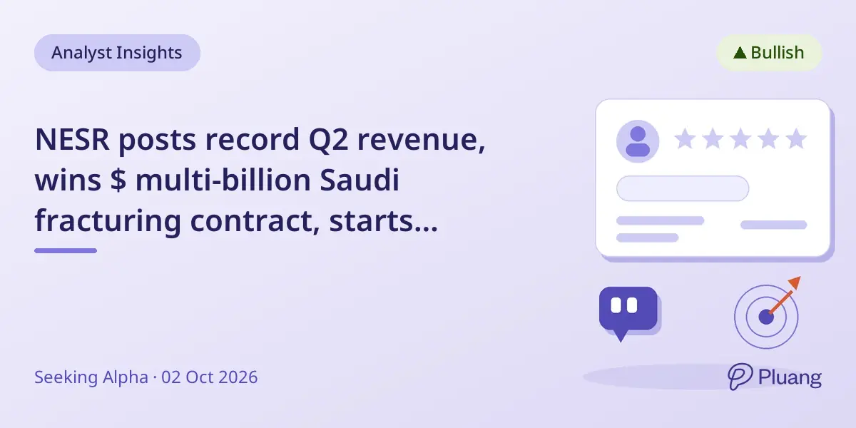 NESR posts record Q2 revenue, wins $ multi-billion Saudi fracturing contract, starts dividend program