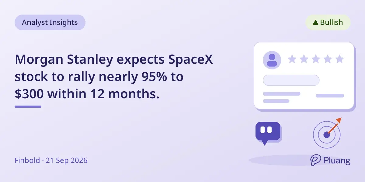 Morgan Stanley expects SpaceX stock to rally nearly 95% to $300 within 12 months.