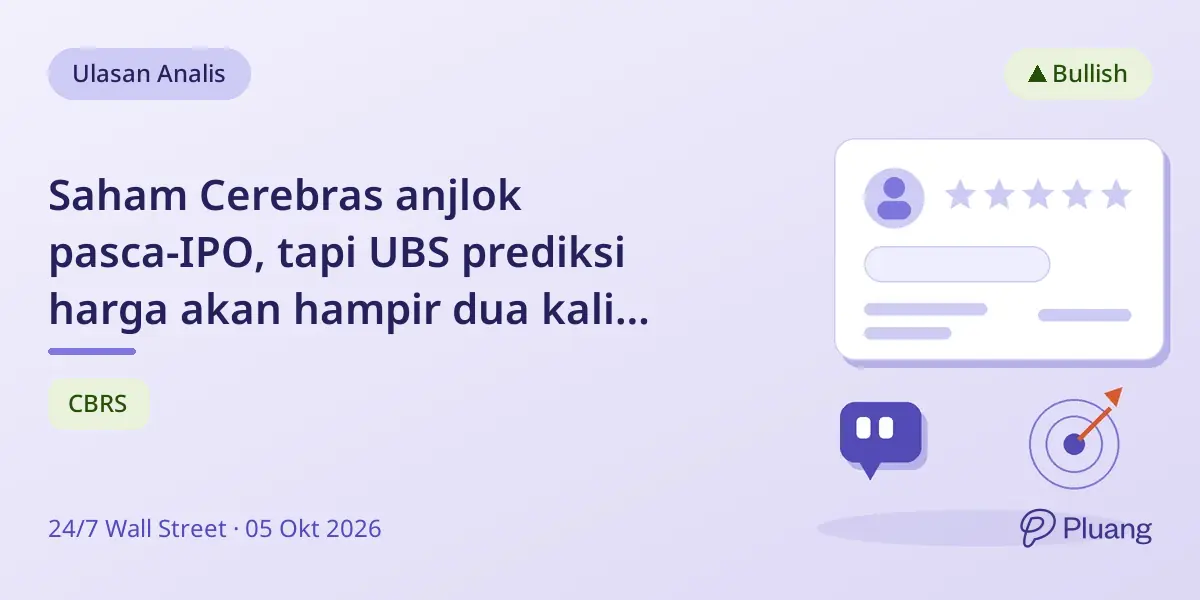Saham Cerebras anjlok pasca-IPO, tapi UBS prediksi harga akan hampir dua kali lipat.