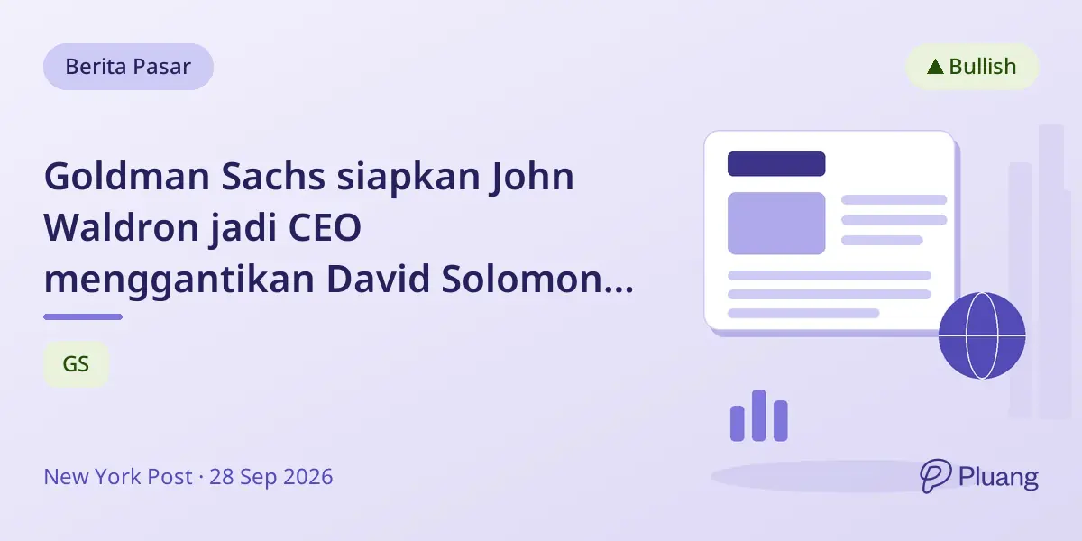 Goldman Sachs siapkan John Waldron jadi CEO menggantikan David Solomon pada 2028.