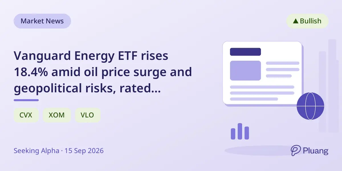 Vanguard Energy ETF rises 18.4% amid oil price surge and geopolitical risks, rated cautious Hold.