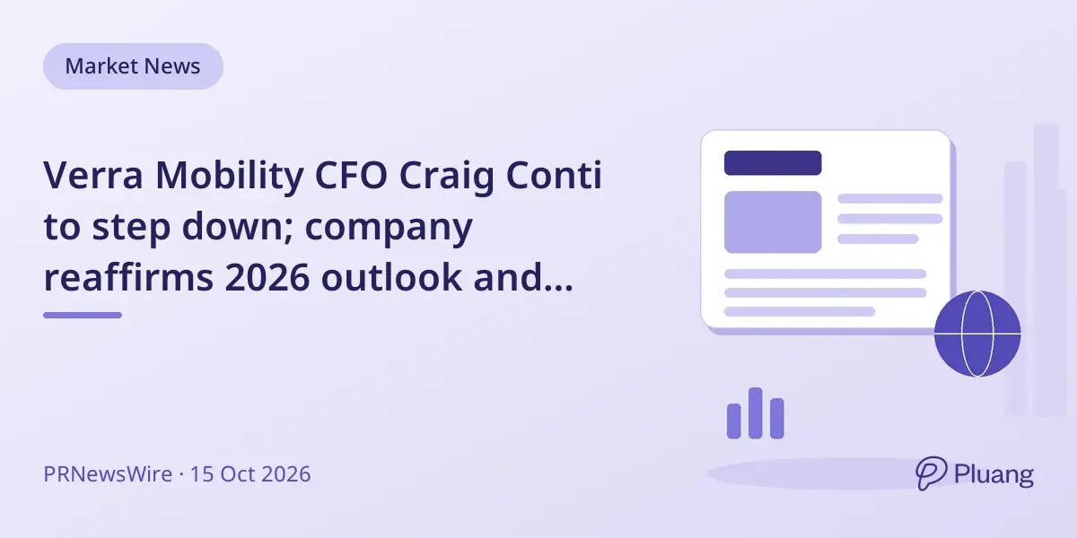 Verra Mobility CFO Craig Conti to step down; company reaffirms 2026 outlook and plans interim CFO appointment.