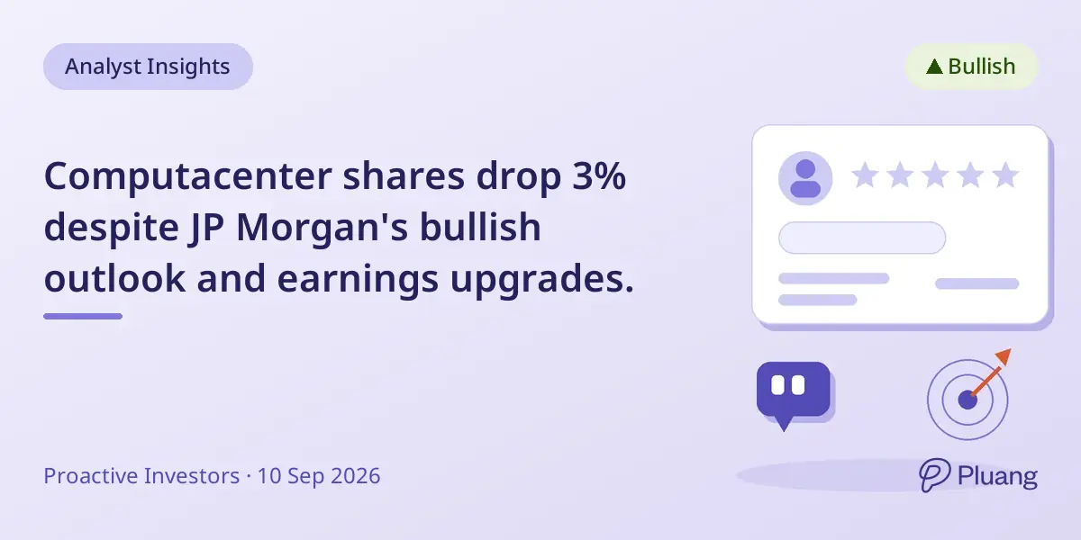 Computacenter shares drop 3% despite JP Morgan's bullish outlook and earnings upgrades.