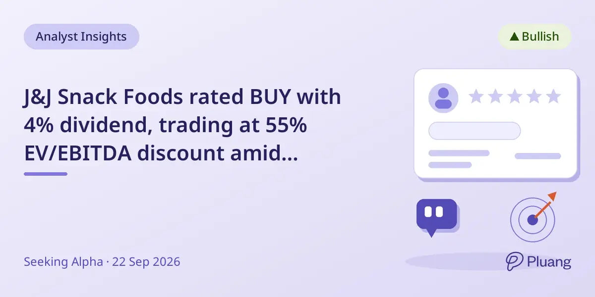 J&J Snack Foods rated BUY with 4% dividend, trading at 55% EV/EBITDA discount amid revenue challenges