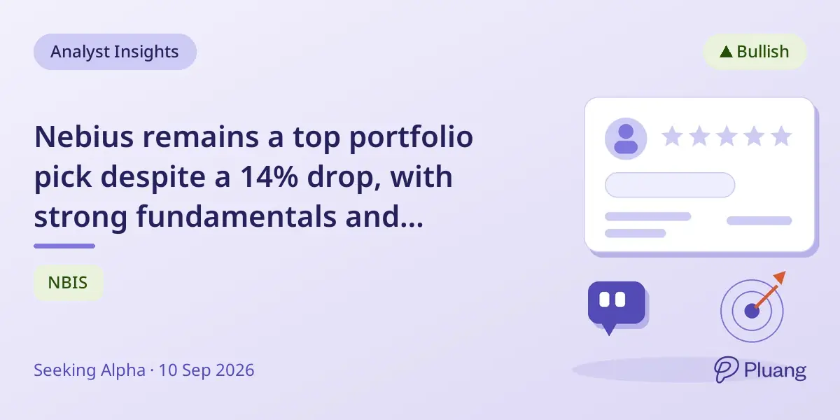 Nebius remains a top portfolio pick despite a 14% drop, with strong fundamentals and potential from Palantir partnership.