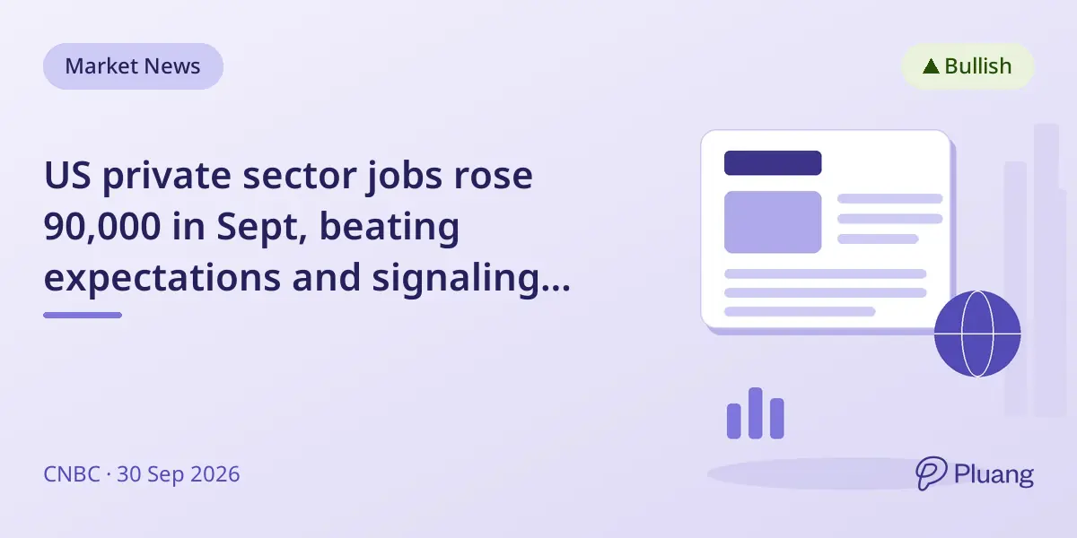 US private sector jobs rose 90,000 in Sept, beating expectations and signaling labor market stability.