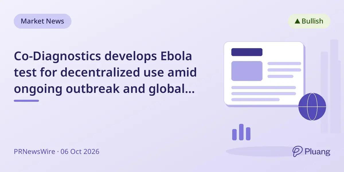 Co-Diagnostics develops Ebola test for decentralized use amid ongoing outbreak and global funding boost