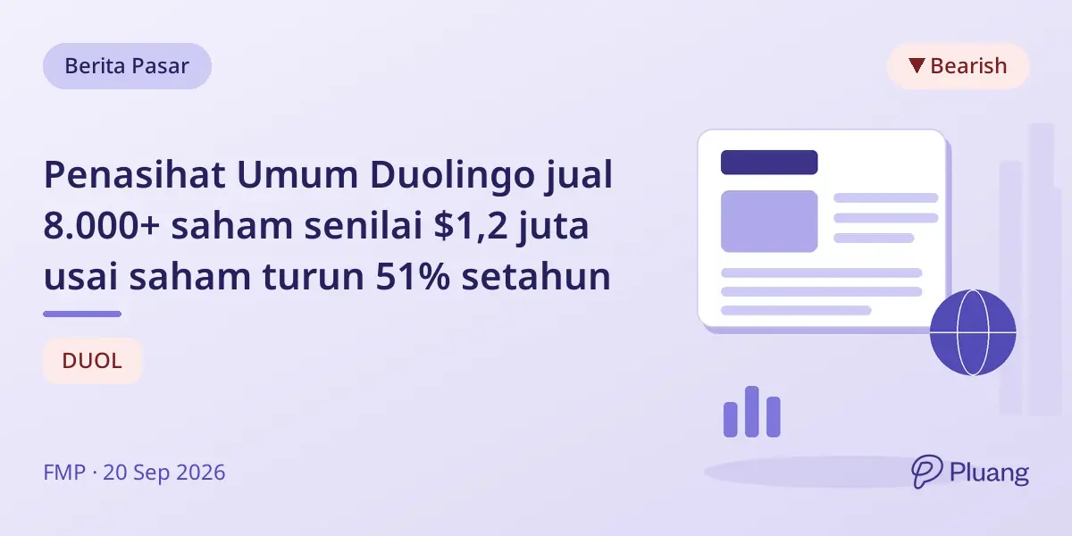 Penasihat Umum Duolingo jual 8.000+ saham senilai $1,2 juta usai saham turun 51% setahun