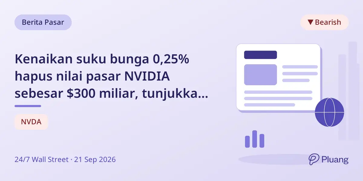 Kenaikan suku bunga 0,25% hapus nilai pasar NVIDIA sebesar $300 miliar, tunjukkan sensitivitas pertumbuhan AI terhadap suku bunga.