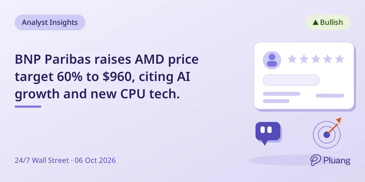 BNP Paribas raises AMD price target 60% to $960, citing AI growth and new CPU tech.