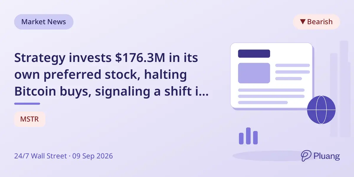Strategy invests $176.3M in its own preferred stock, halting Bitcoin buys, signaling a shift in capital use.