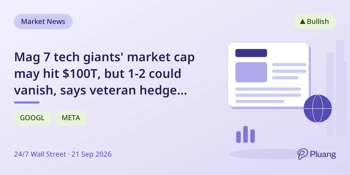 Mag 7 tech giants' market cap may hit $100T, but 1-2 could vanish, says veteran hedge fund manager.